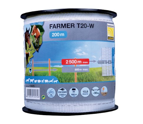 Taśma do ogrodzeń elektrycznych Farmer T20-W 200M